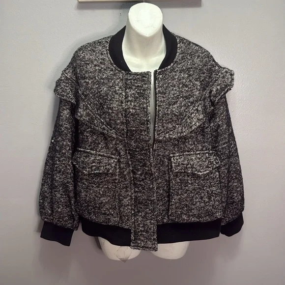 NWT Anthropologie Driftwood Frill Bomber Jacket XL - Picture 5 of 8